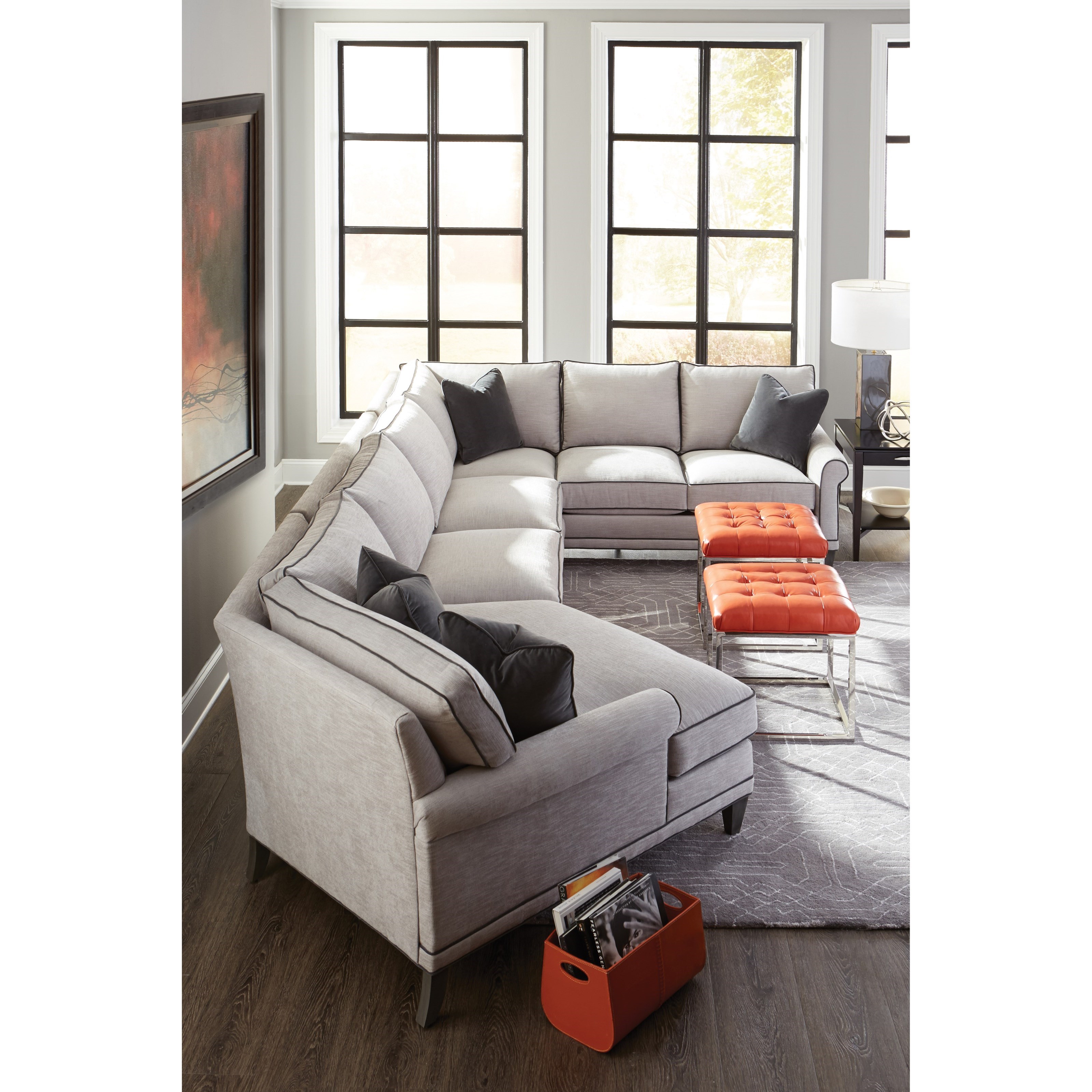 Rowe My Style II Customizable Sectional Sofa with Rolled Arms, Tapered